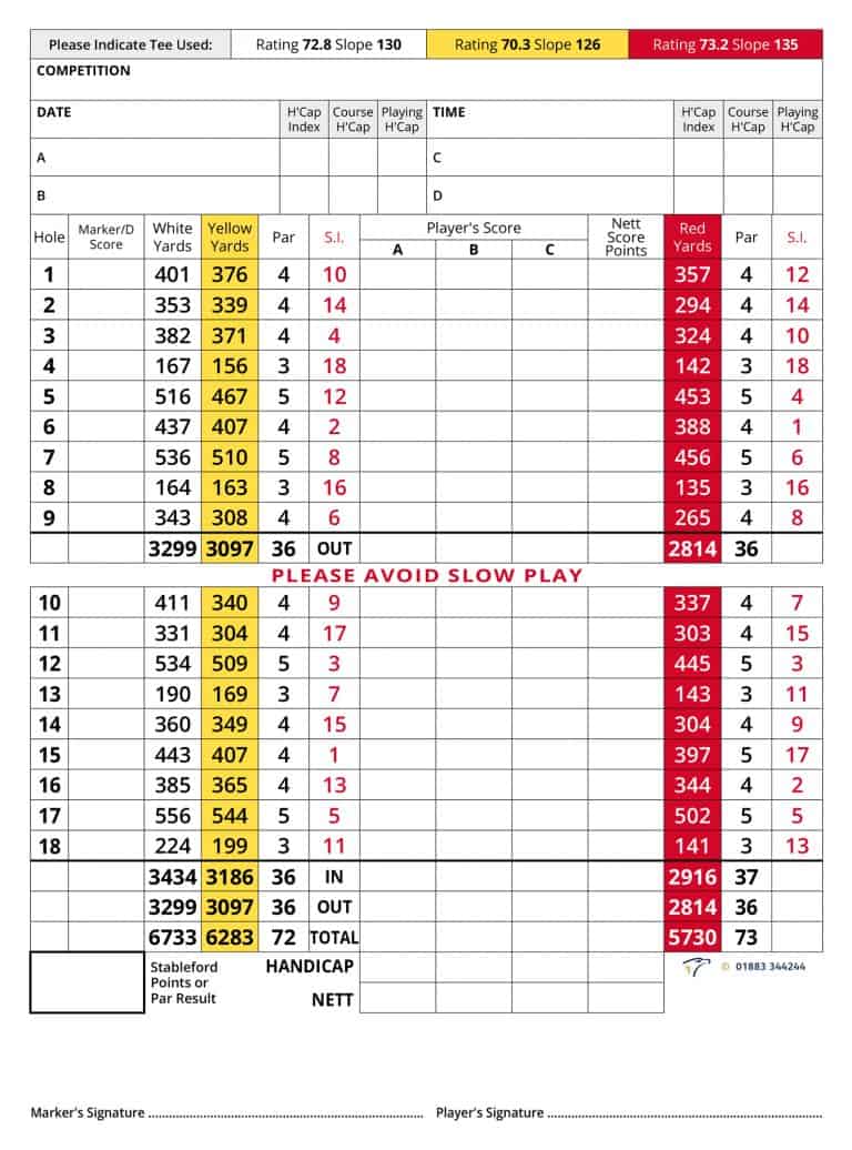 Scorecards - The Rolls of Monmouth Golf Club